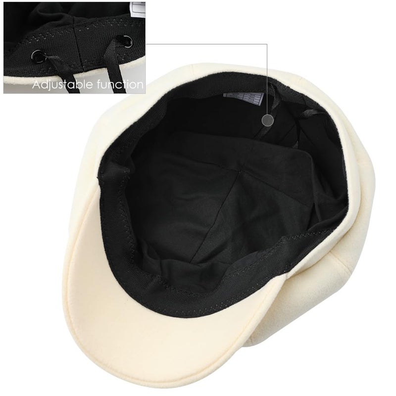 Sumolux Women Beret Newsboy Hat French Wool Cap Classic Autumn Spring Winter Hats Beige - Image 5